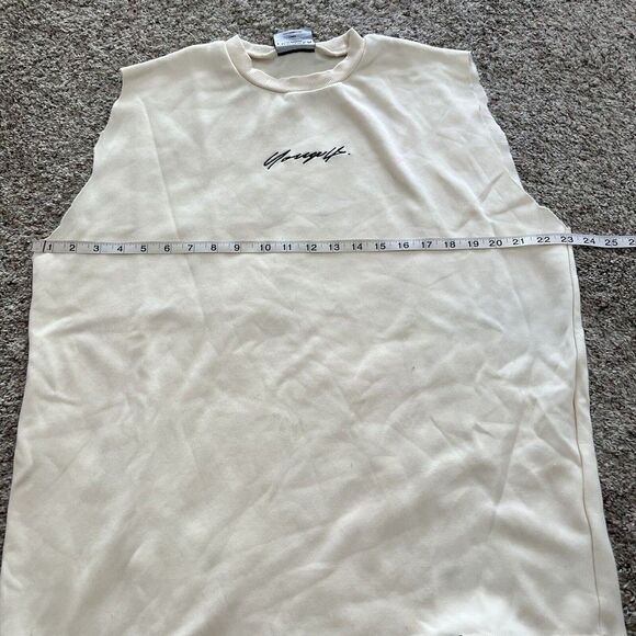 YoungLA Unisex Print Oversized Workout Tank Beige Size XL - Picture 3 of 9